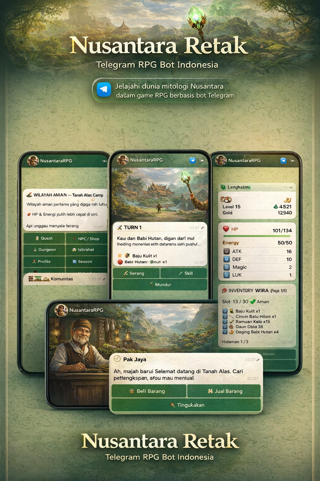 Telegram Bot Nusantara Retak RPG project by Pakis Interactive